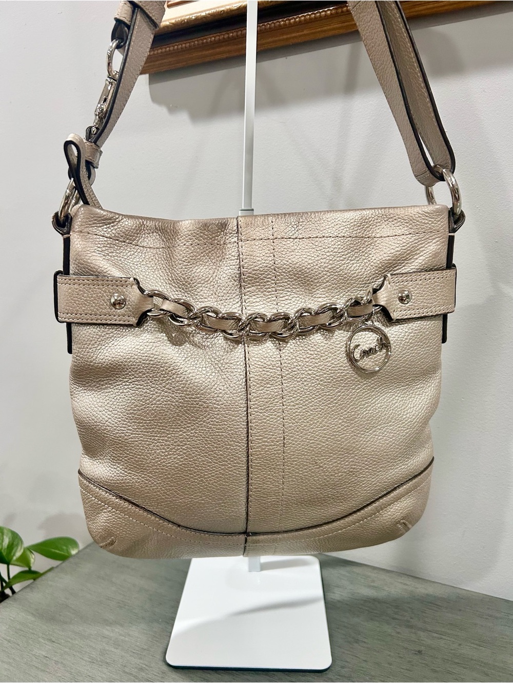 Coach Chain Duffle Shoulder Bag in Champagne